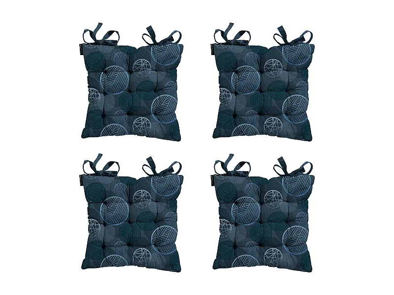 Coussin d'assise Tuscany Circle bleu - Env. 46 x 46 cm - Lot de 4