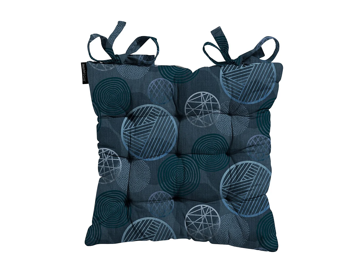 Coussin d'assise Tuscany Circle bleu - Env. 46 x 46 cm - Lot de 4