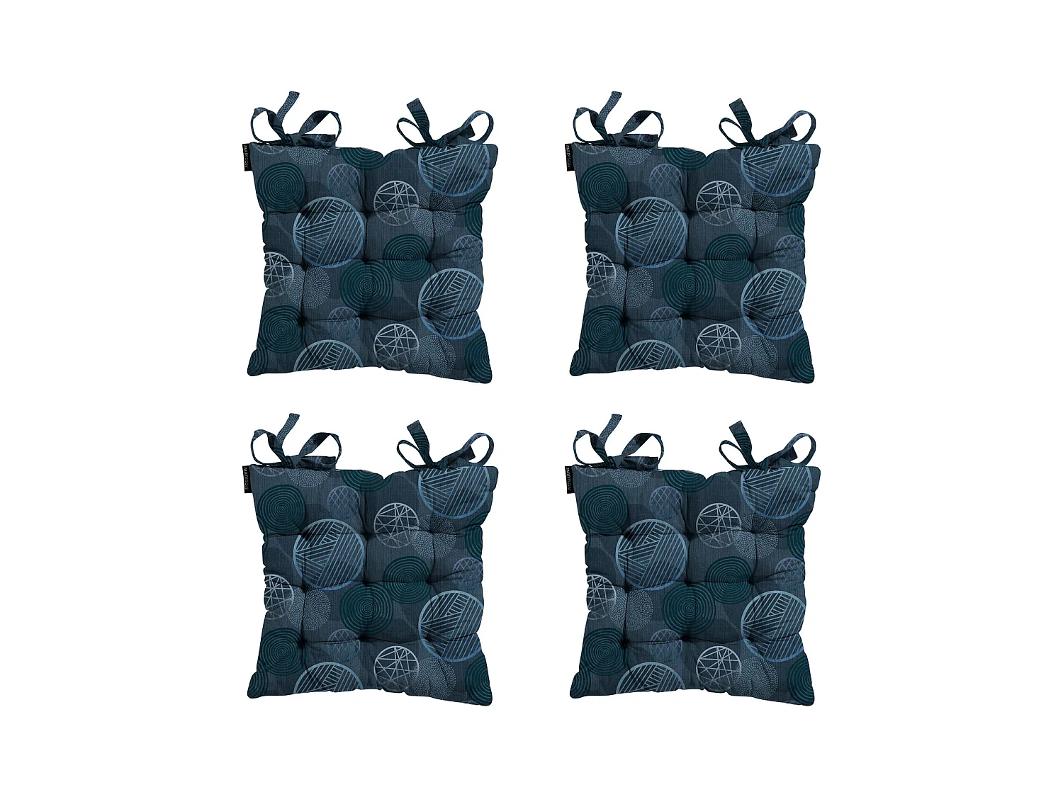 Coussin d'assise Tuscany Circle bleu - Env. 46 x 46 cm - Lot de 4