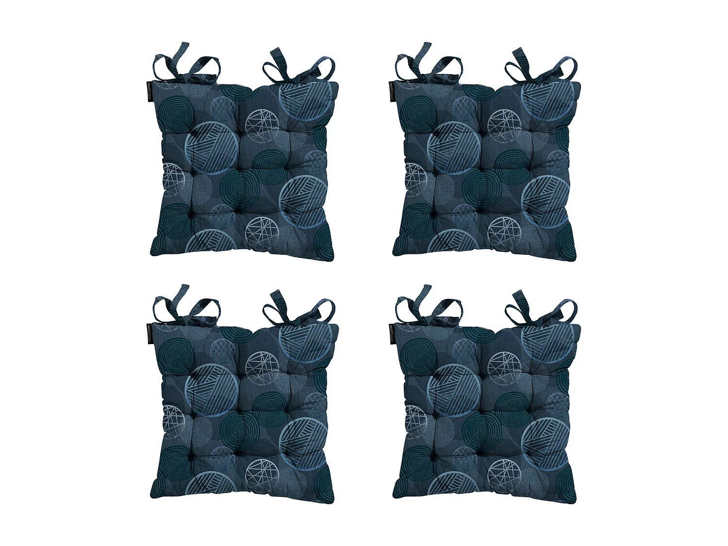 Coussin d'assise Tuscany Circle bleu - Env. 46 x 46 cm - Lot de 4