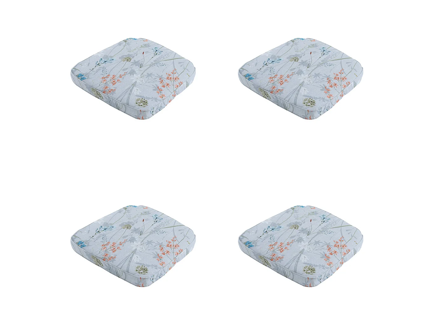 Coussin d'assise Wicker Donna toile azur éco+ - Env. 48 x 48 cm - Lot de 4