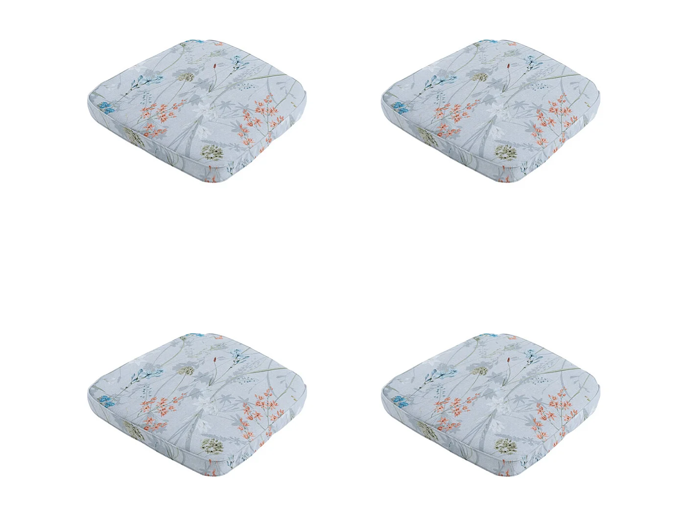 Coussin d'assise Wicker Donna toile azur éco+ - Env. 48 x 48 cm - Lot de 4