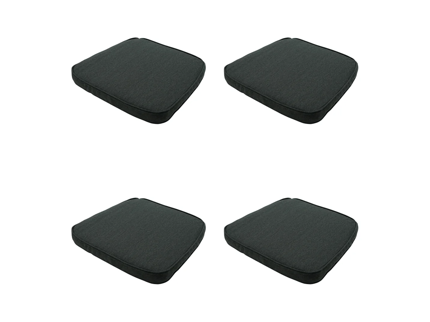 Coussin d'assise en osier, toile éco+ gris foncé - Dimensions approximatives : 48 x 48 cm - Lot de 4