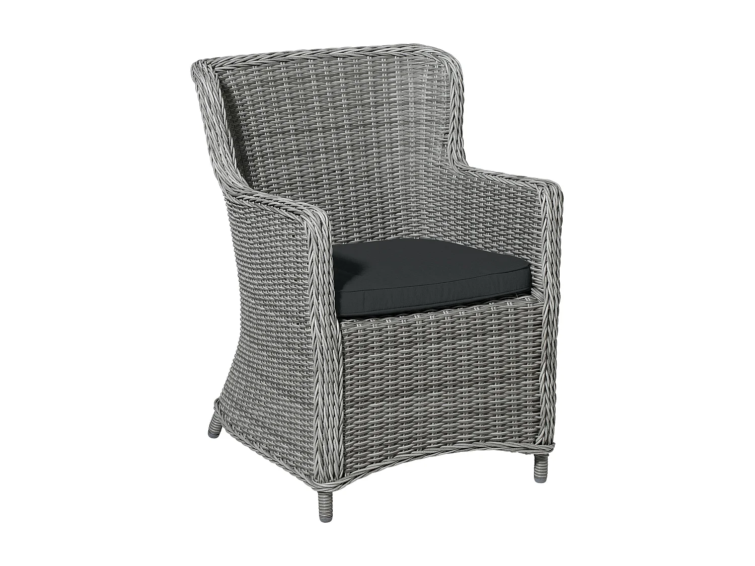 Coussin d'assise en osier, toile éco+ gris foncé - Dimensions approximatives : 48 x 48 cm - Lot de 4