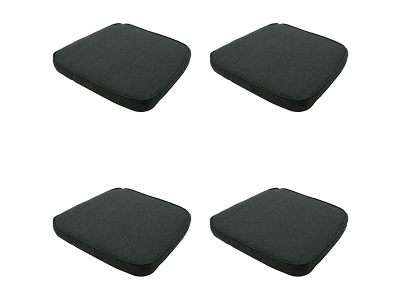 Coussin d'assise en osier, toile éco+ gris foncé - Dimensions approximatives : 48 x 48 cm - Lot de 4