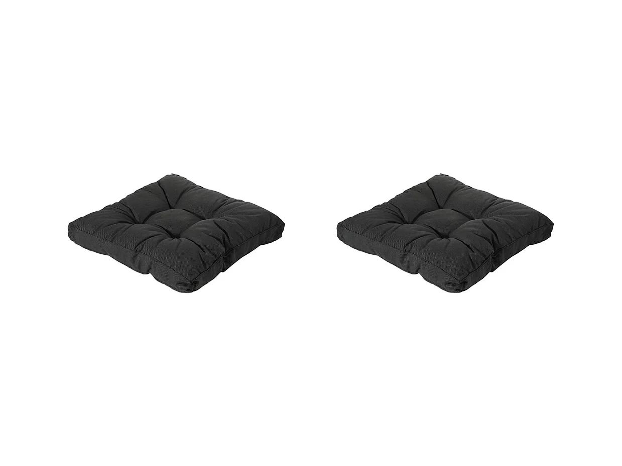 Coussin d'assise Florance Rib noir - Environ 60 x 60 cm - Lot de 2