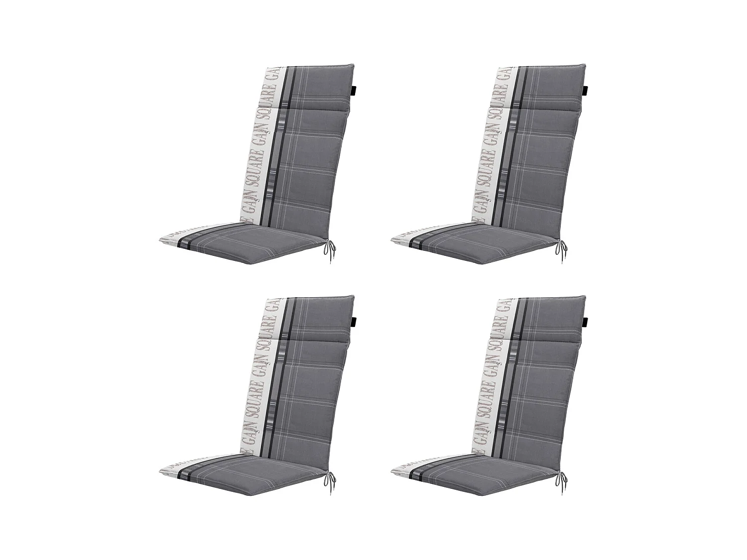 Tuinstoelkussen Hoge Rug Madison garden grey - Ca. 120x50 cm - Set van 4