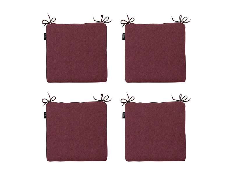 Cojín de asiento lona eco+ burdeos - Aprox. 40x40 cm - Juego de 4