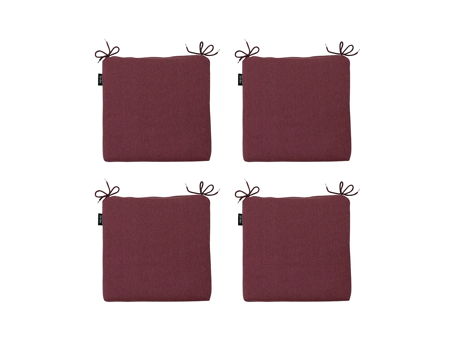 Coussin d'assise Bordeaux toile éco+ - Env. 40x40 cm - Lot de 4