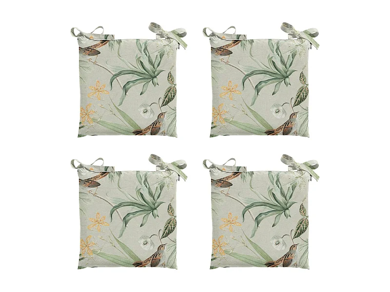 Coussin d'assise Toscane Grasse vert - Env. 46x46 cm - Lot de 4