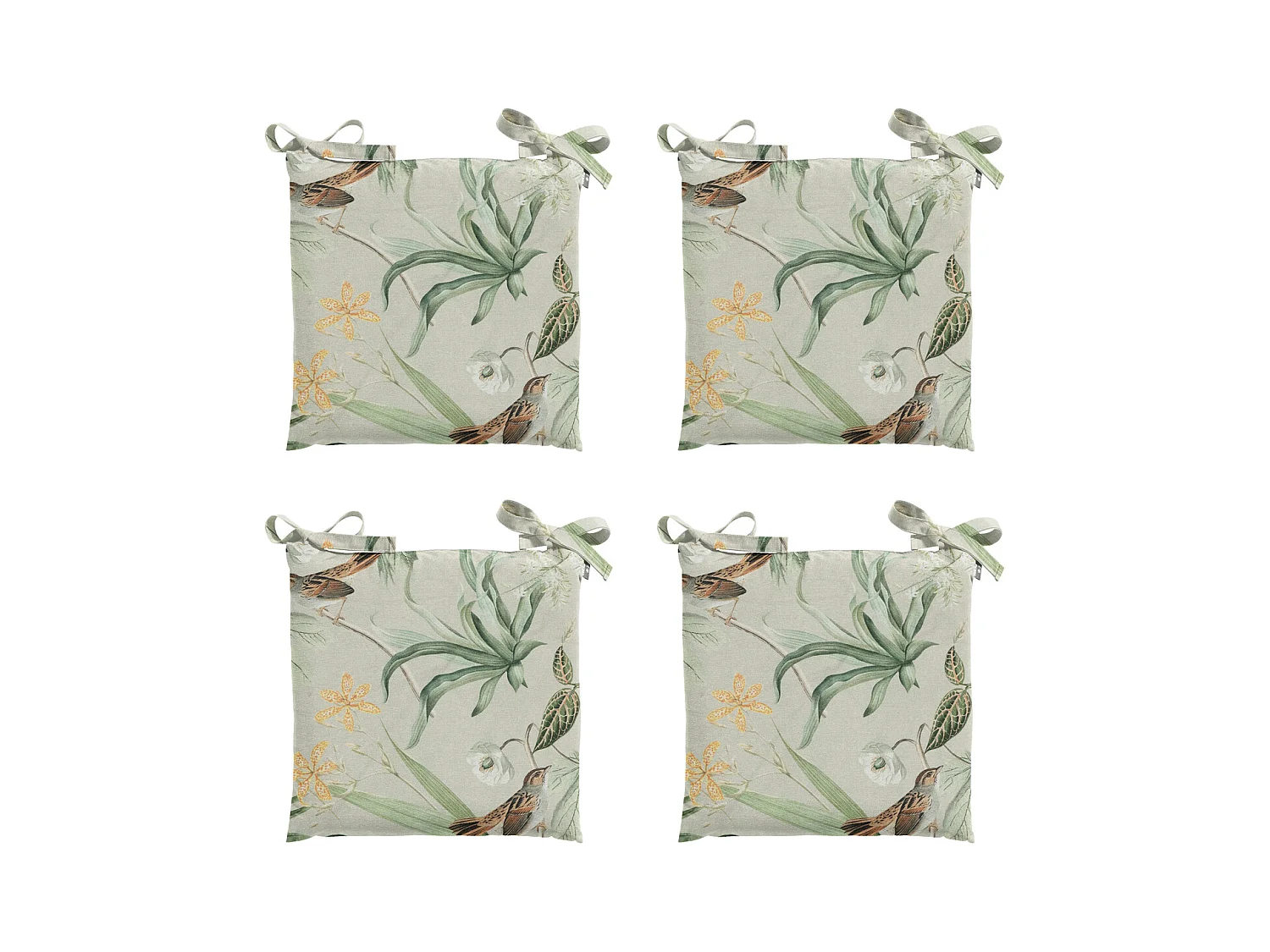 Coussin d'assise Toscane Grasse vert - Env. 46x46 cm - Lot de 4