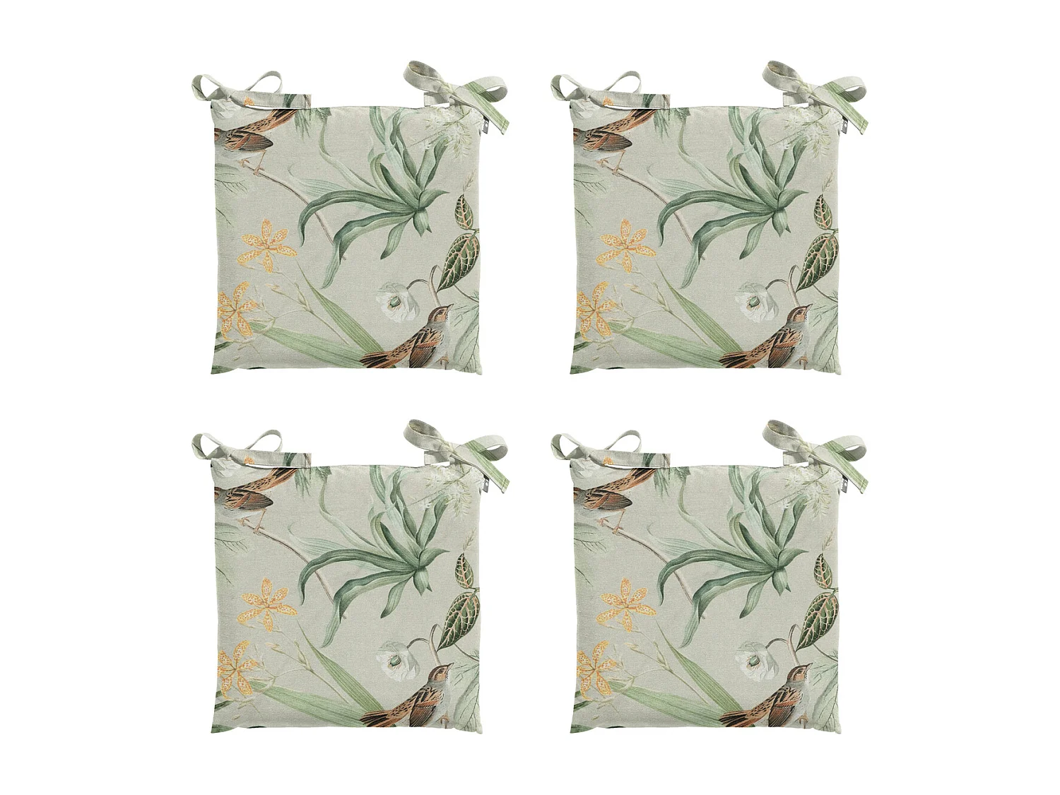 Coussin d'assise Toscane Grasse vert - Env. 46x46 cm - Lot de 4