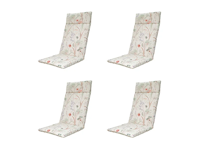Cojín para silla de jardín con respaldo alto Donna lona natural eco+ - Aprox. 120x50 cm - Juego de 4