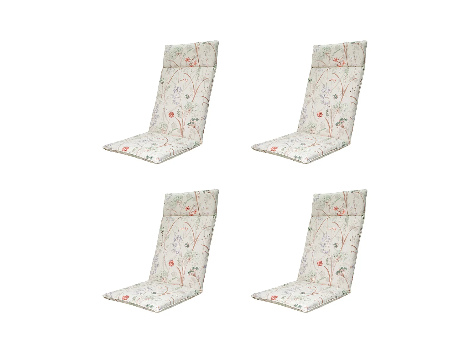 Coussin de chaise de jardin haut dossier Donna toile naturelle éco+ - Environ 120 x 50 cm - Lot de 4