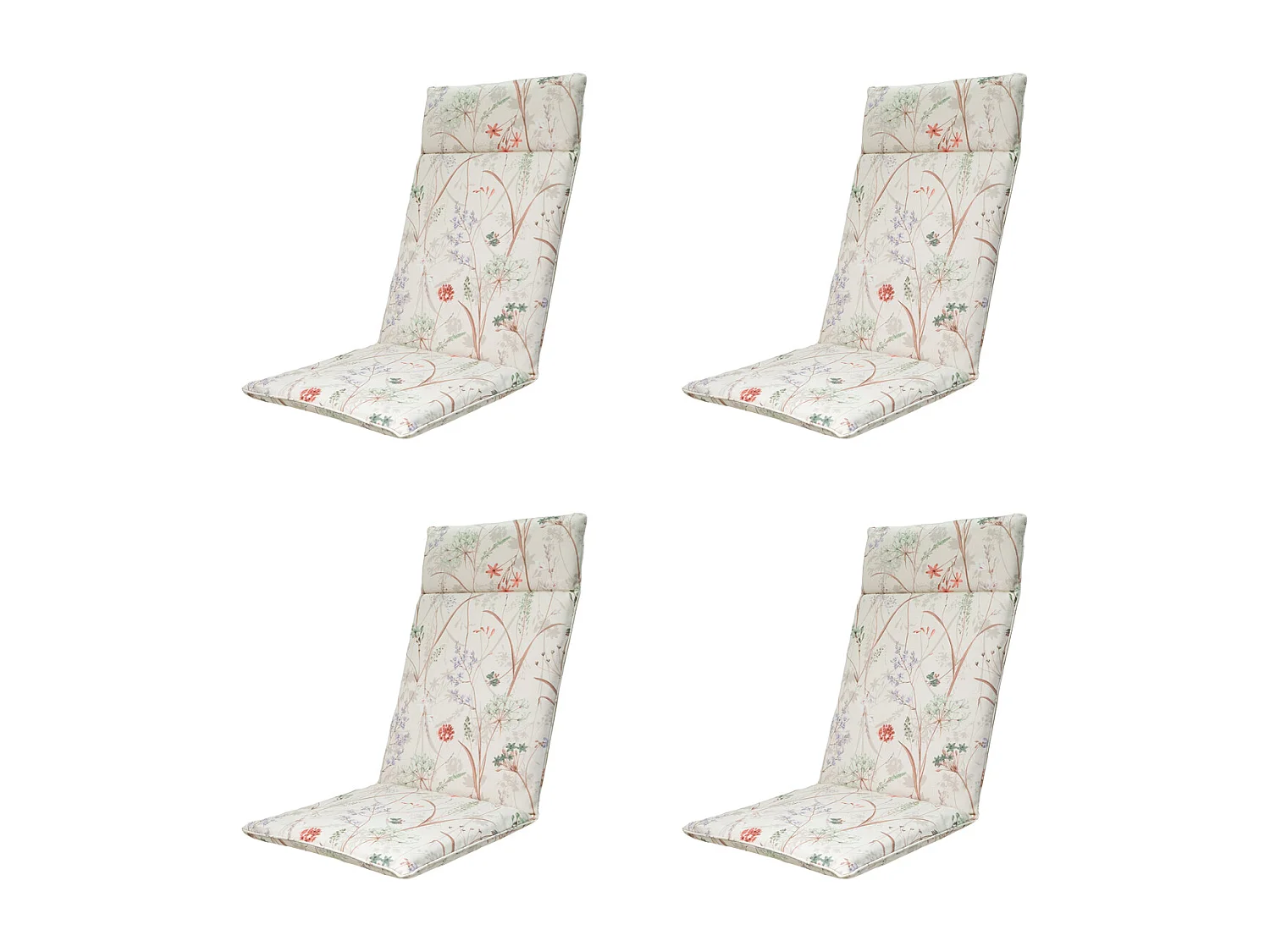 Coussin de chaise de jardin haut dossier Donna toile naturelle éco+ - Environ 120 x 50 cm - Lot de 4