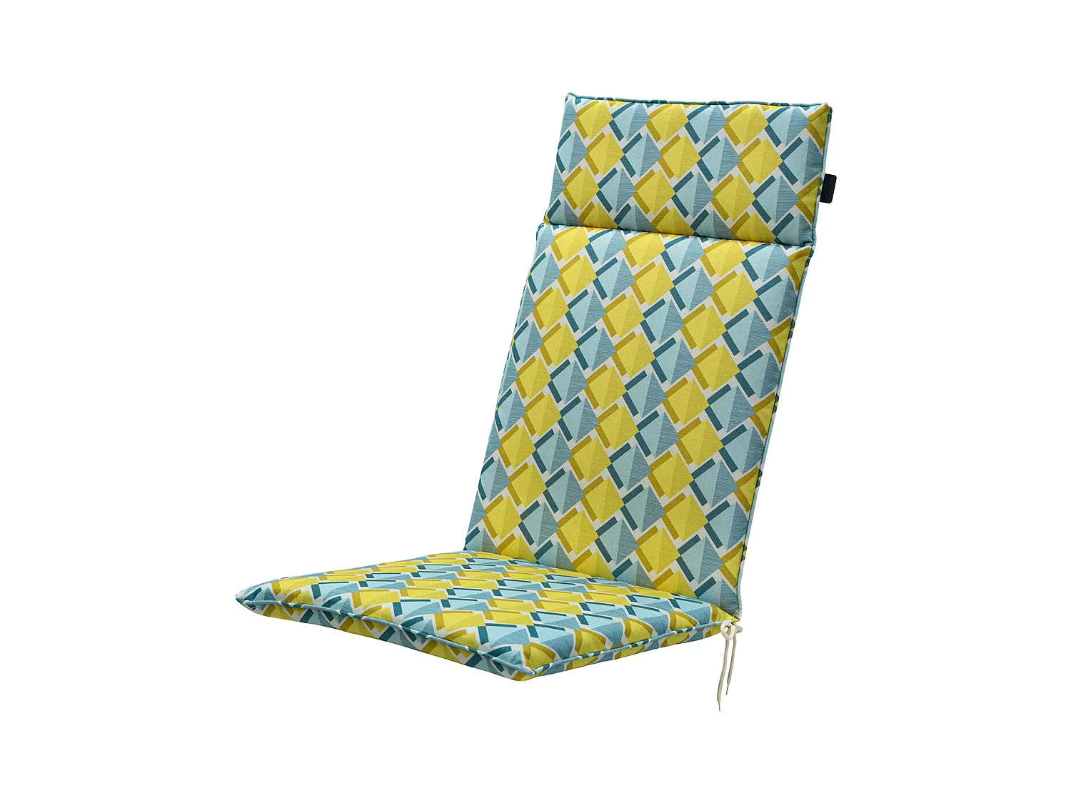 Coussin de chaise de jardin à dossier haut Siem jaune - Environ 120 x 50 cm - Lot de 4