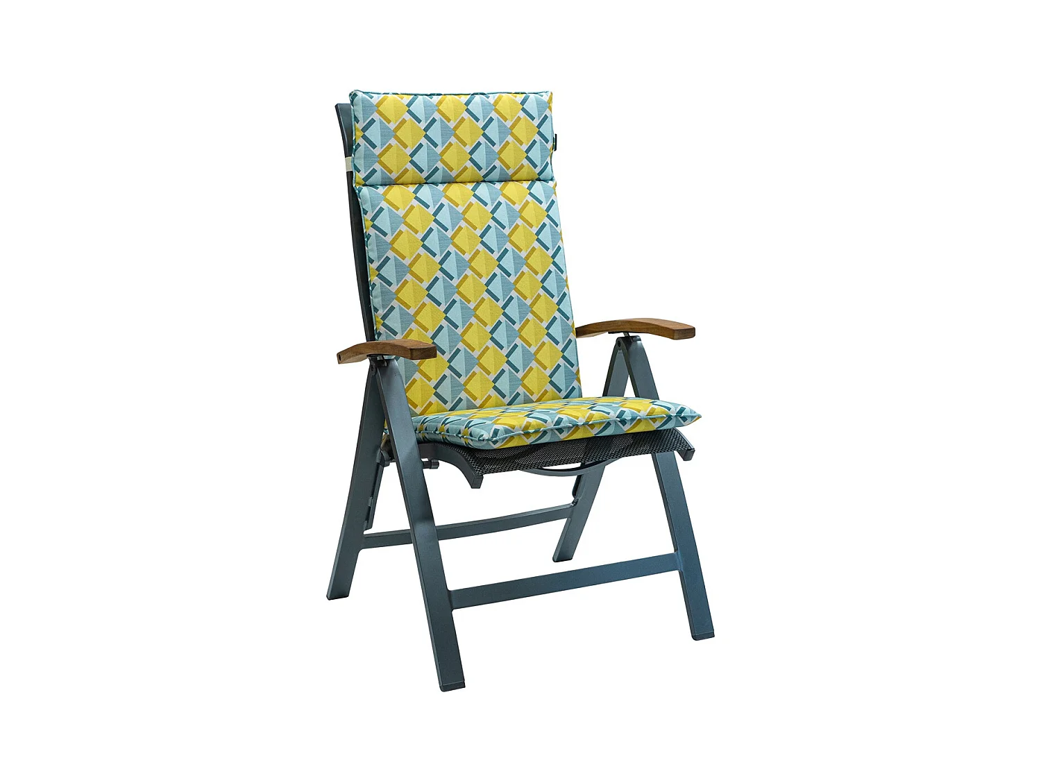 Coussin de chaise de jardin à dossier haut Siem jaune - Environ 120 x 50 cm - Lot de 4