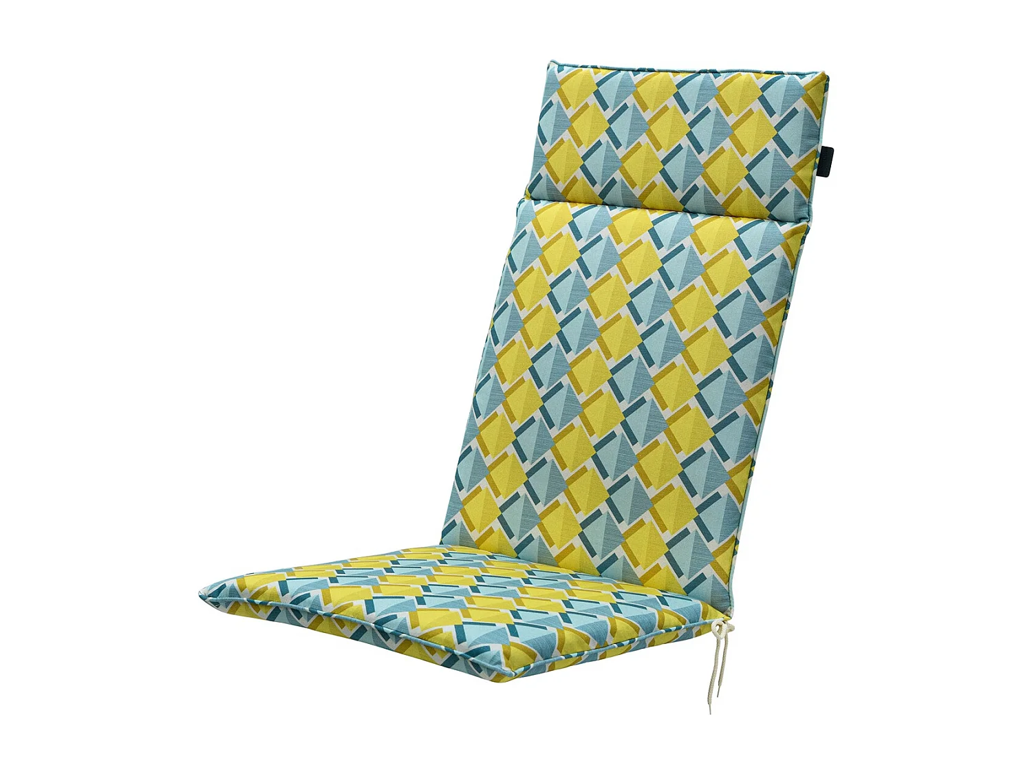 Coussin de chaise de jardin à dossier haut Siem jaune - Environ 120 x 50 cm - Lot de 4