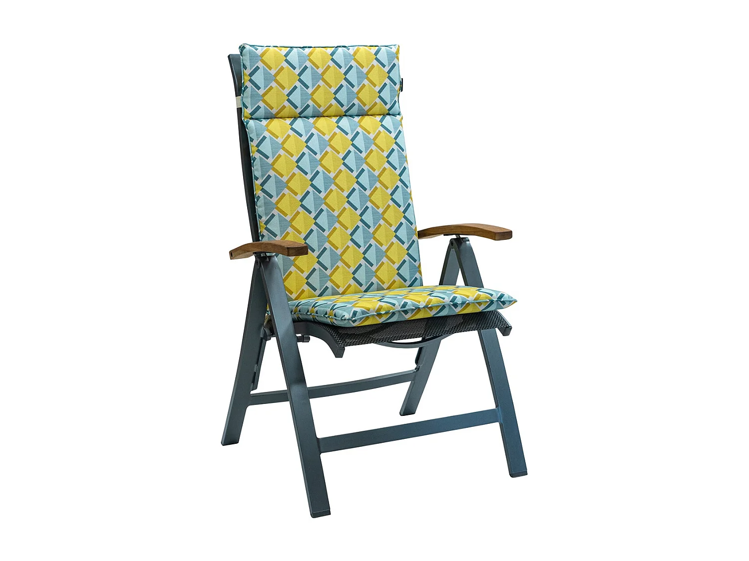 Coussin de chaise de jardin à dossier haut Siem jaune - Environ 120 x 50 cm - Lot de 4