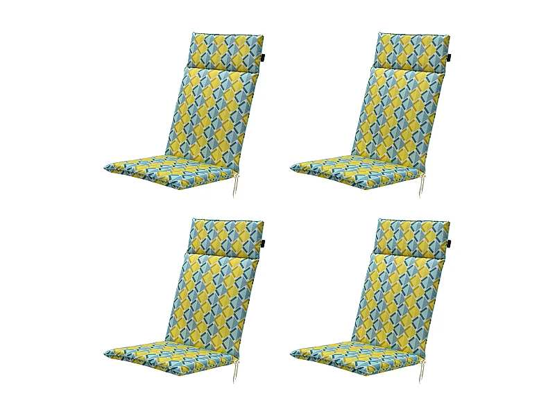 Tuinstoelkussen Hoge Rug Siem yellow - Ca. 120x50 cm - Set van 4