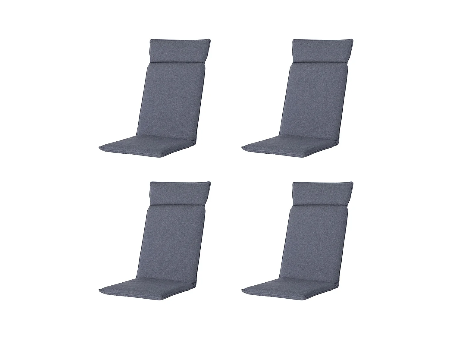 Coussin de chaise de jardin dossier haut Manchester gris denim - Environ 120 x 50 cm - Lot de 4