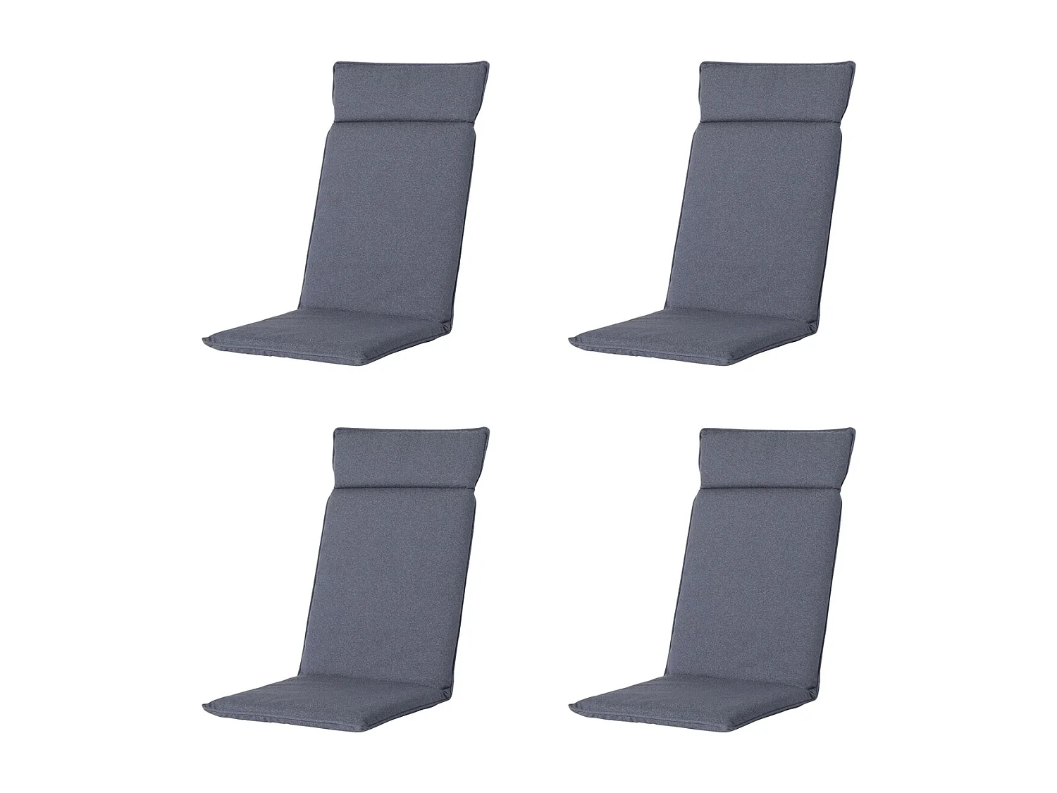 Coussin de chaise de jardin dossier haut Manchester gris denim - Environ 120 x 50 cm - Lot de 4