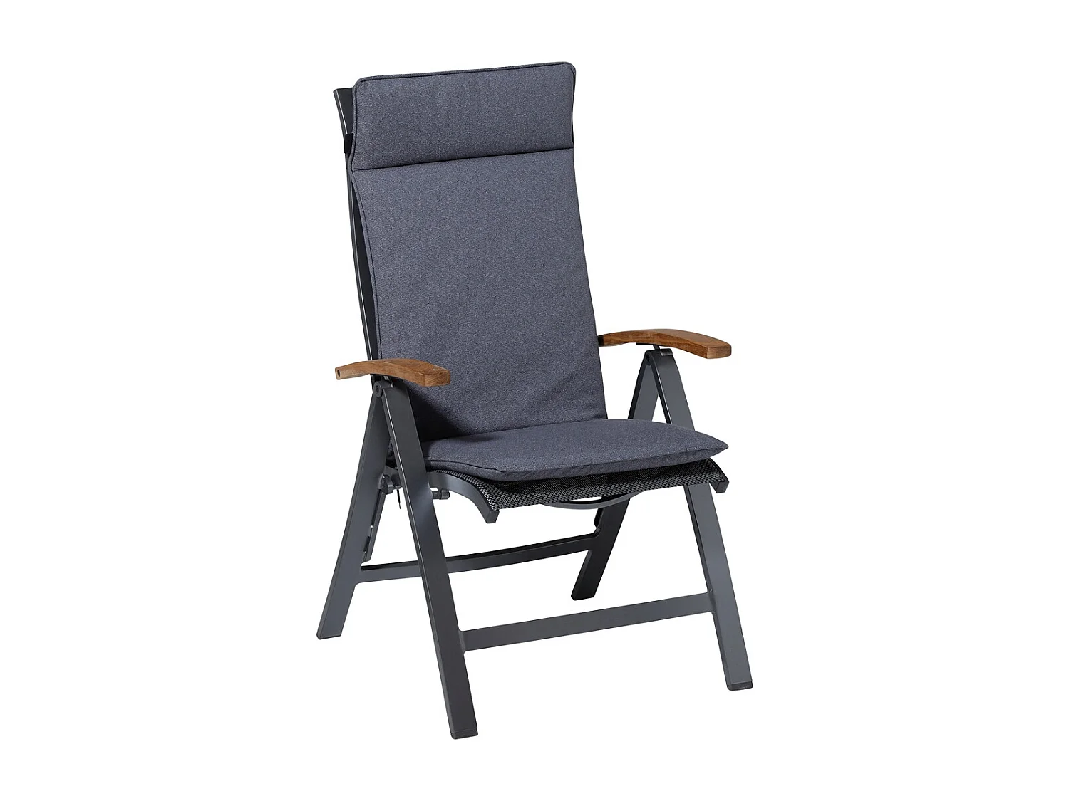 Coussin de chaise de jardin dossier haut Manchester gris denim - Environ 120 x 50 cm - Lot de 4