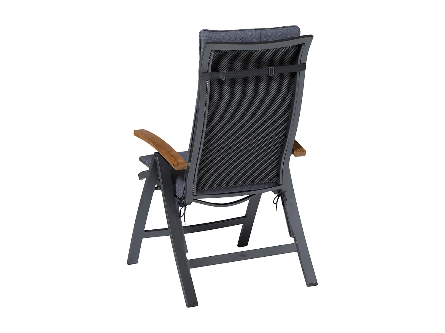 Coussin de chaise de jardin dossier haut Manchester gris denim - Environ 120 x 50 cm - Lot de 4