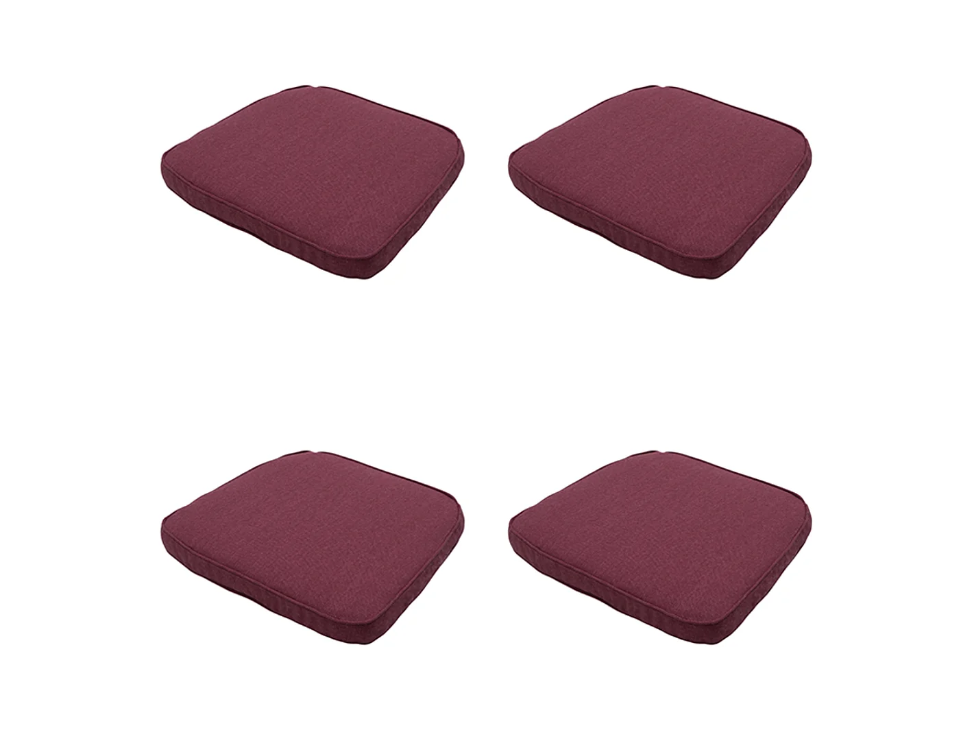 Coussin d'assise en osier Bordeaux toile éco+ - Env. 48 x 48 cm - Lot de 4