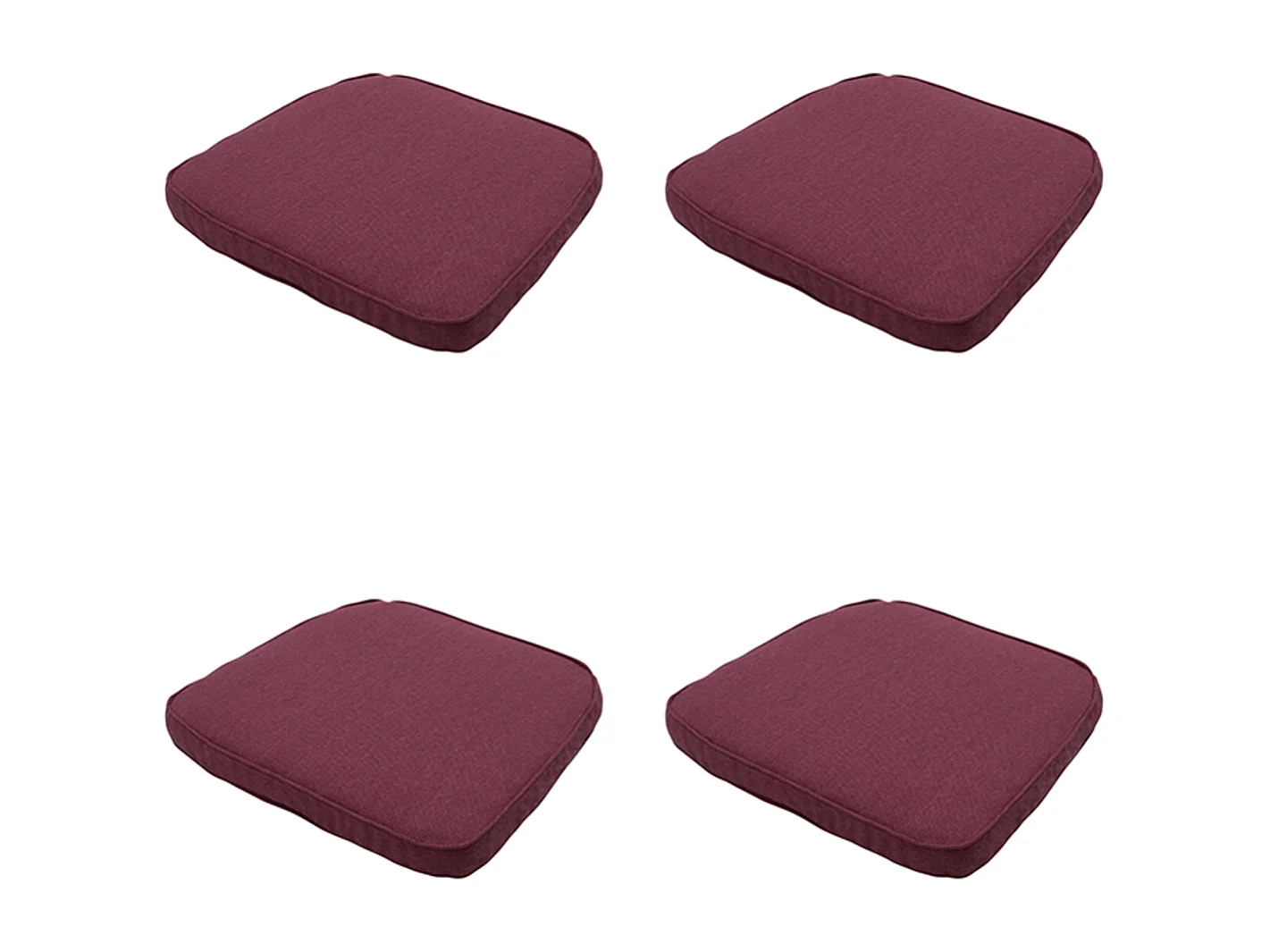 Coussin d'assise en osier Bordeaux toile éco+ - Env. 48 x 48 cm - Lot de 4