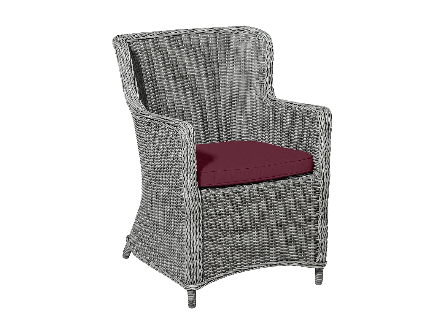 Coussin d'assise en osier Bordeaux toile éco+ - Env. 48 x 48 cm - Lot de 4