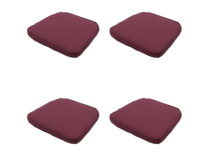 Coussin d'assise en osier Bordeaux toile éco+ - Env. 48 x 48 cm - Lot de 4