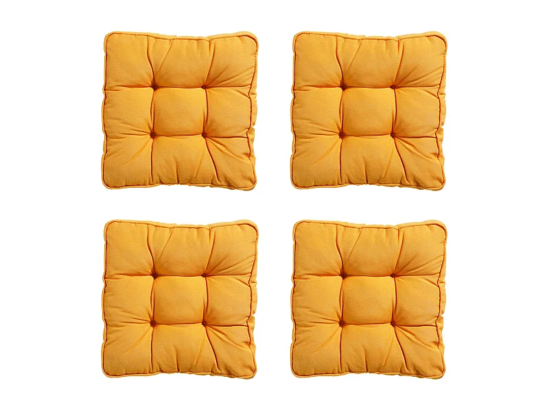 Coussin d'assise Florance Panama doré brillant - Env. 47 x 47 cm - Lot de 4