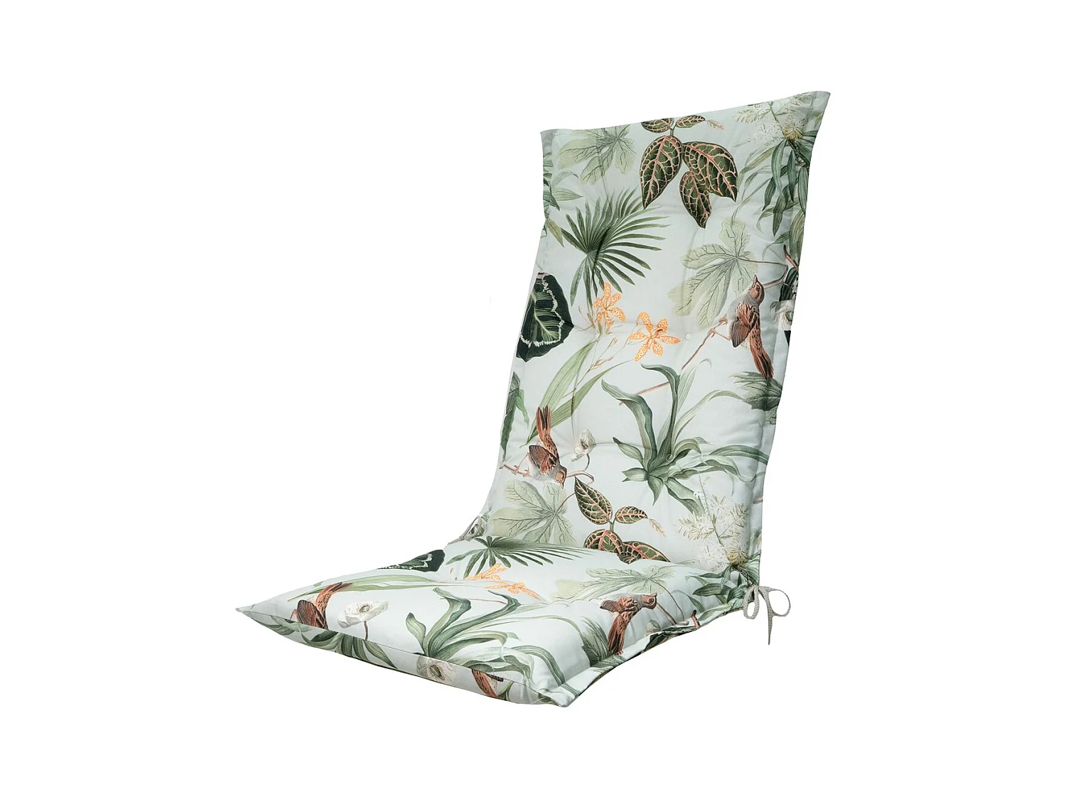 Coussin de chaise de jardin à dossier haut vert Grasse - Environ 123 x 50 cm - Lot de 4