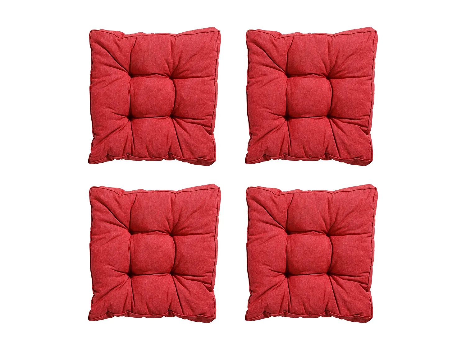 Coussin d'assise Florance Panama rouge brique - Env. 47x47 cm - Lot de 4