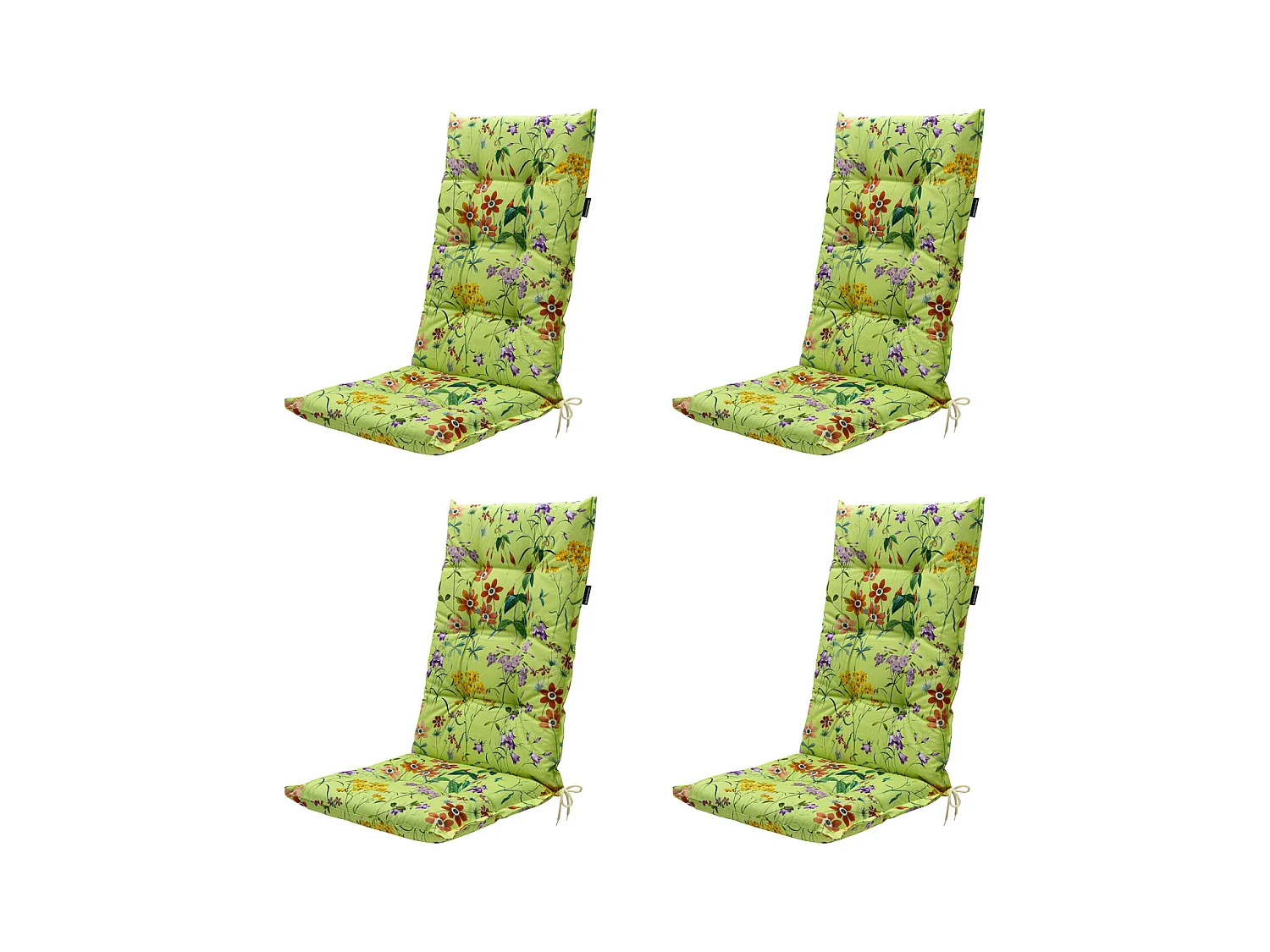 Coussin de chaise de jardin haut dossier Milly vert - Environ 123 x 50 cm - Lot de 4