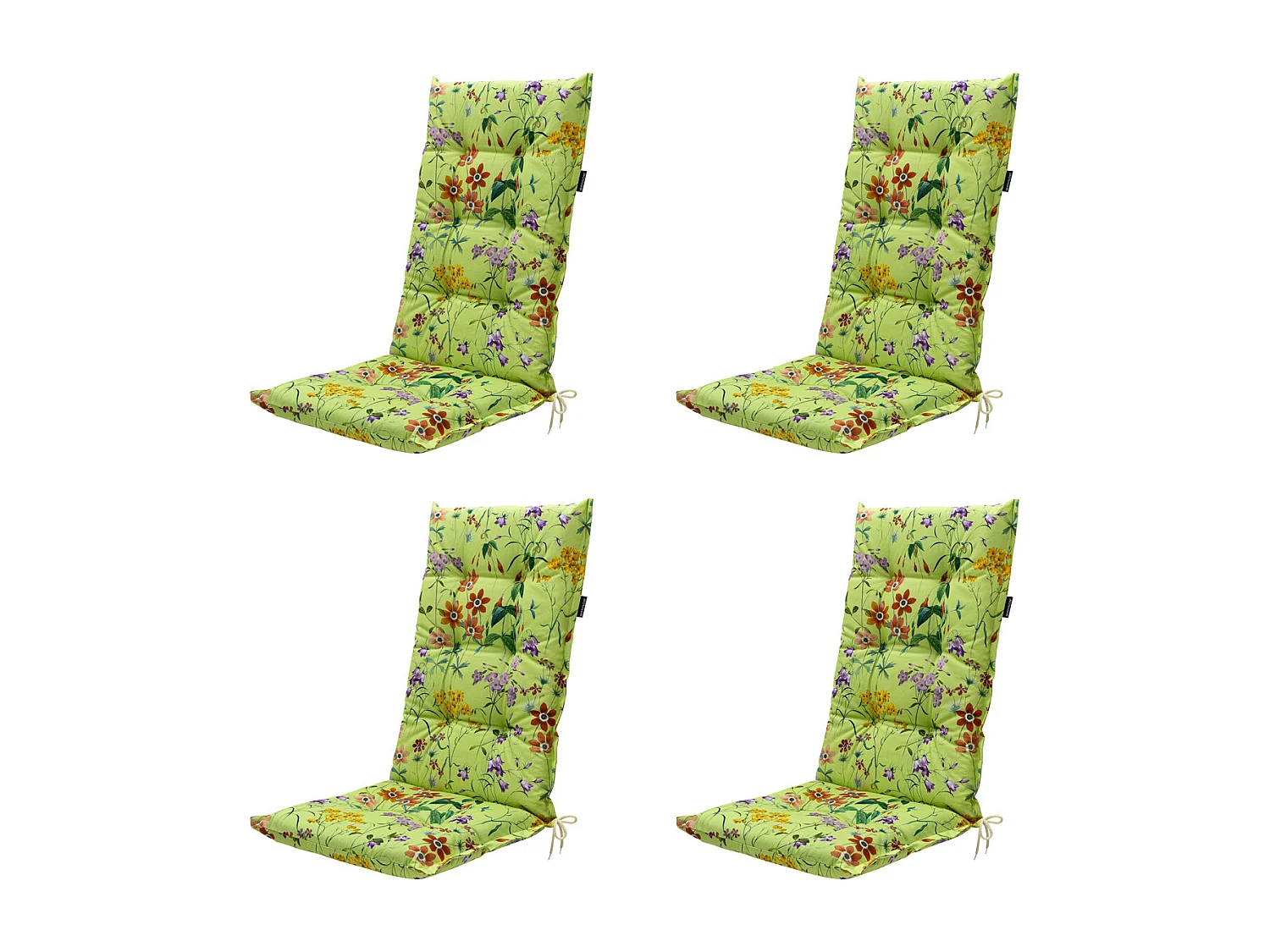 Coussin de chaise de jardin haut dossier Milly vert - Environ 123 x 50 cm - Lot de 4