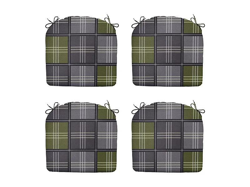 Coussin d'assise Patchy olive - Environ 46 x 48 cm - Lot de 4