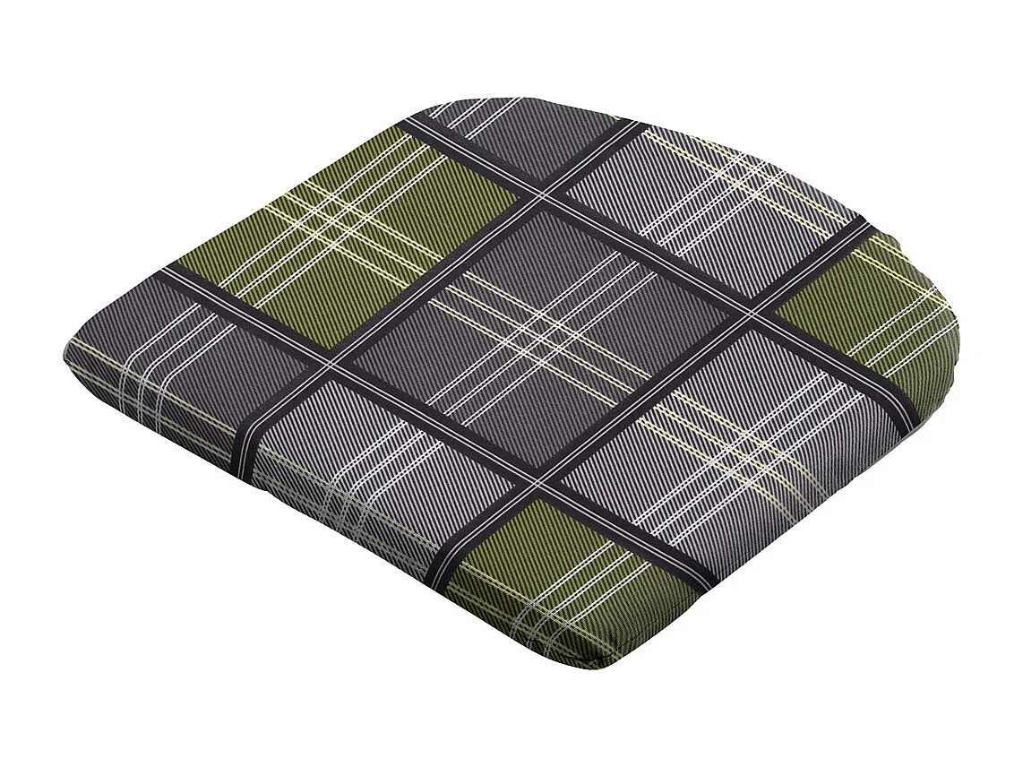 Cojín de asiento oliva parcheado - Aprox. 46x48 cm - Juego de 4