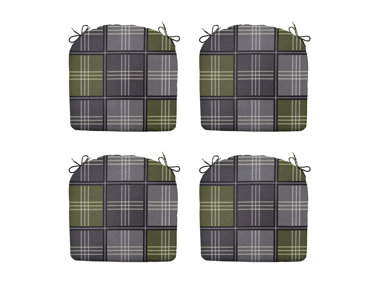 Coussin d'assise Patchy olive - Environ 46 x 48 cm - Lot de 4