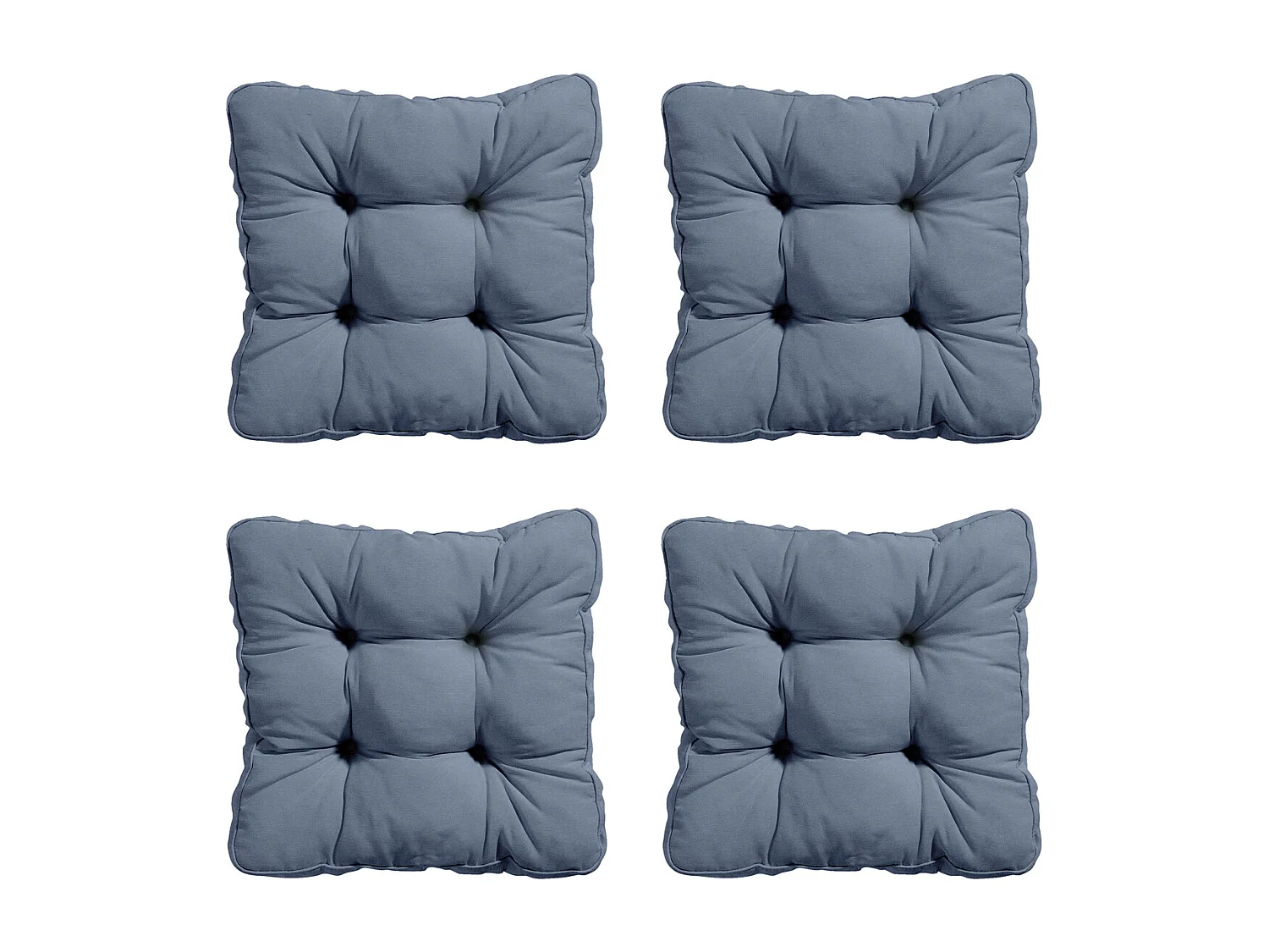 Coussin d'assise Florance Panama bleu saphir - Env. 47 x 47 cm - Lot de 4