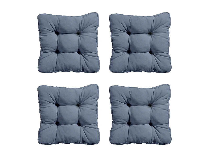 Coussin d'assise Florance Panama bleu saphir - Env. 47 x 47 cm - Lot de 4