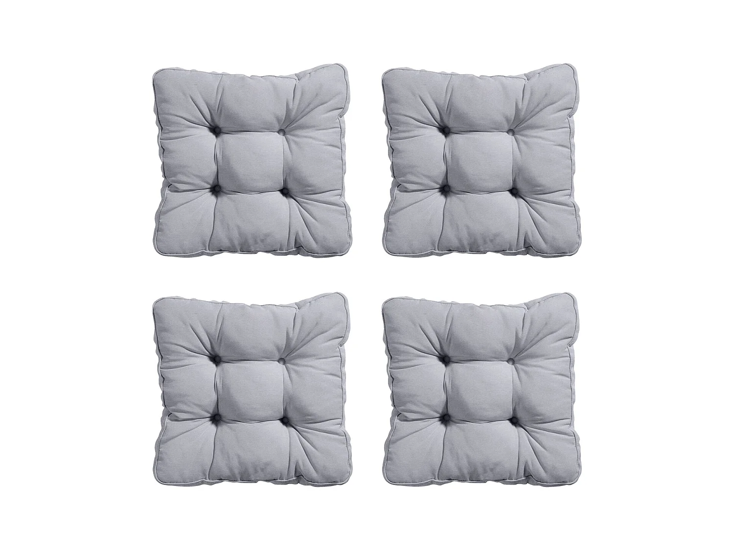 Coussin d'assise Florance Panama gris clair - Env. 47 x 47 cm - Lot de 4