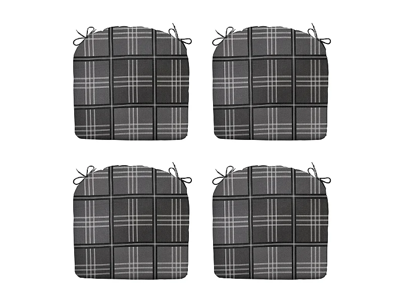 Coussin d'assise Patchy gris - Env. 46x48 cm - Lot de 4