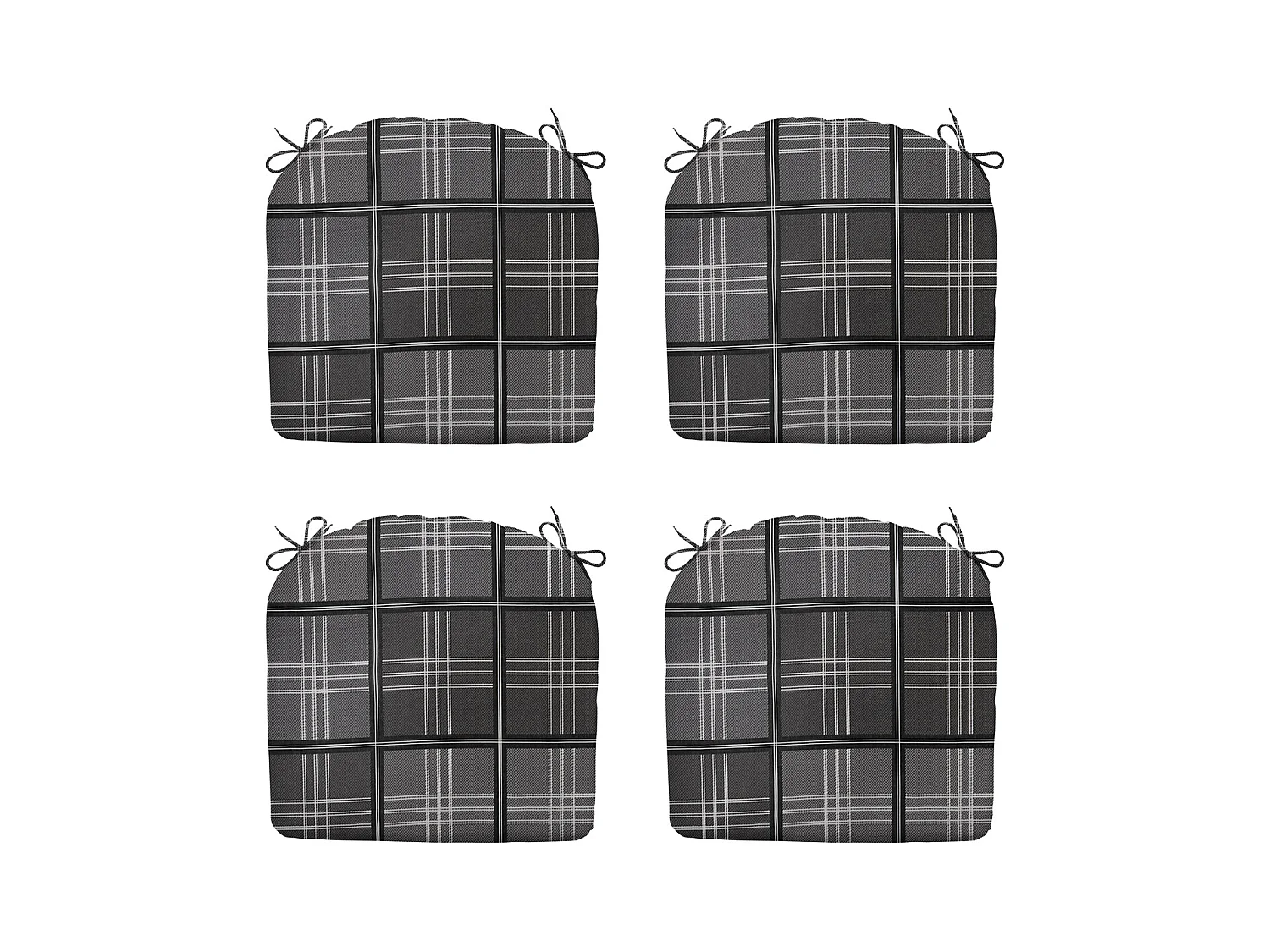 Cojín de asiento gris parcheado - Aprox. 46x48 cm - Juego de 4