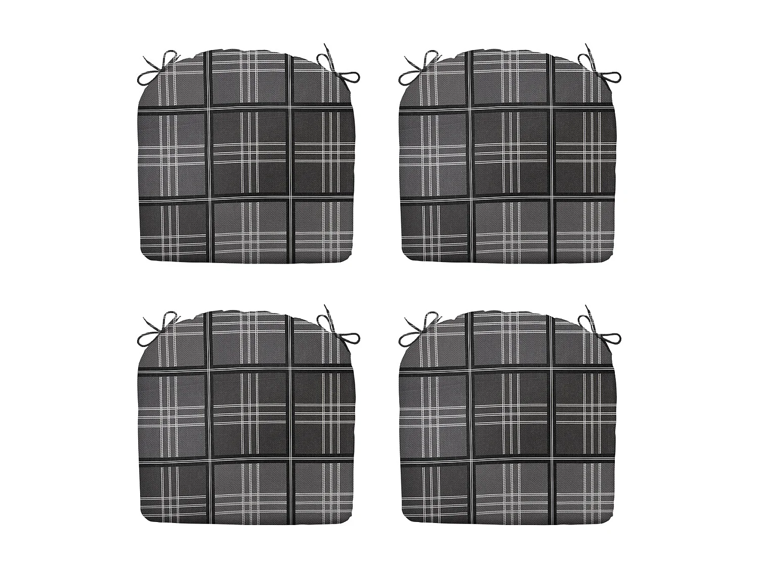 Coussin d'assise Patchy gris - Env. 46x48 cm - Lot de 4