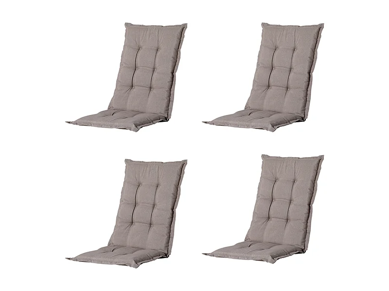 Cojín para silla de jardín con respaldo alto Basic gris topo - Aprox. 123 x 50 cm - Juego de 4