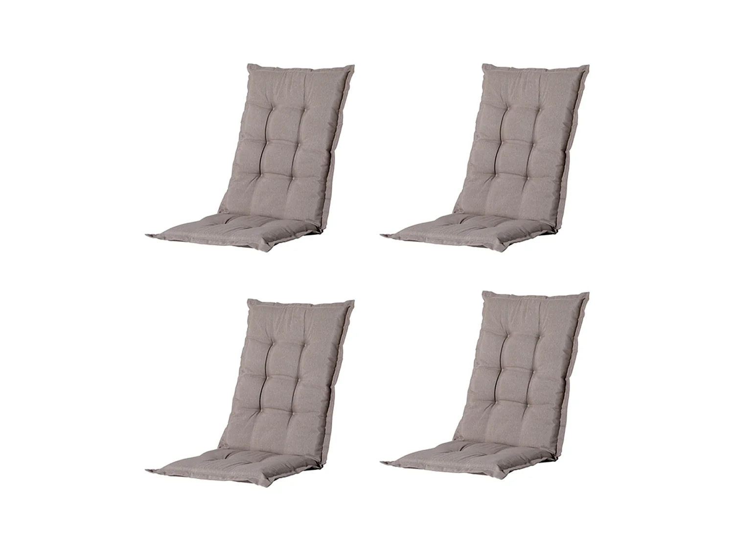 Coussin de chaise de jardin haut dossier Basic taupe - Environ 123 x 50 cm - Lot de 4