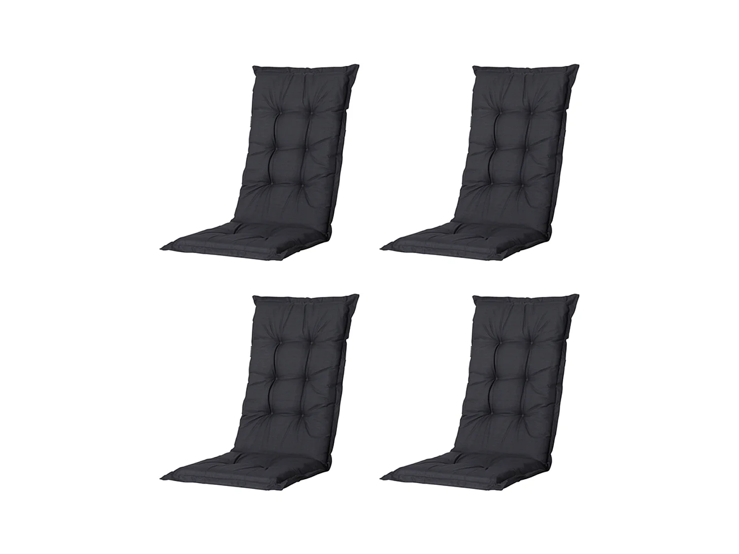 Coussin de chaise de jardin Low Back Basic noir - Environ 105 x 50 cm - Lot de 4