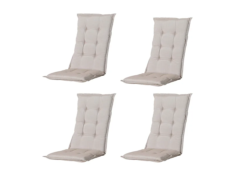 Coussin de chaise de jardin à dossier haut en lin Panama - Dimensions : environ 123 x 50 cm - Lot de 4